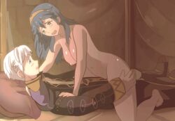 animated barefoot blue_eyes blue_hair blush breasts clothed_male_nude_female cmnf cowgirl_position feet female female_human fire_emblem fire_emblem_awakening gif hairband human large_breasts long_hair lucina_(fire_emblem) male male/female navel nenna nennanennanenna nintendo nipples nude open_mouth robin_(fire_emblem) robin_(fire_emblem)_(male) sex straight vaginal_penetration white_hair