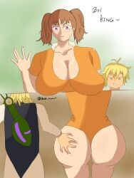 2koma ass ass_focus ass_grab big_ass big_breasts big_butt blush blushing_at_viewer caption cheating cheating_girlfriend dead_coconut(artist) diane_(nanatsu_no_taizai) humiliated humiliating humiliation meliodas nanatsu_no_taizai netorare netorase seven_deadly_sins small_dom_big_sub sneaky submissive submissive_female