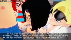 2boys 2girls 3d android_17 android_18 android_21 android_21_(human) animated assisted_fellatio bisexual black_hair blonde_female blonde_hair blowjob blue_eyes breasts_out cuckquean dragon_ball dragon_ball_super dragon_ball_z fellatio female_supporting_yaoi femboy gay glasses koikatsu krillin kuririn male_breasts man_boobs mole moobs oral roseza sound tagme video vomi_(dragon_ball)
