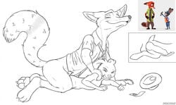 animal_genitalia anthro black_and_white bottomless canine canine_penis closed_eyes clothed clothes clothing cum disney dracovar_valeford dubious_consent erection female flat_chest fox half-dressed internal judy_hopps knot lagomorph line_art looking_pleasured male mammal monochrome nick_wilde nude pencil_(artwork) penis rabbit sex signature stomach_bulge straight tight_fit traditional_media_(artwork) x-ray zootopia