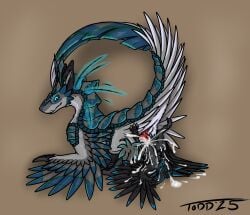2025 3_toes 4_ears absurd_res all_fours animal_genitalia anthro anthro_on_feral aria_(avali) asher_sterling ass avali biped bodily_fluids claws cloaca cum cum_covered cum_inside cum_on_belly cum_on_body cum_on_butt cum_on_chest cum_on_face cum_on_ground cum_on_penis cum_splatter cum_spurt dewclaw digital_media_(artwork) digitigrade ejaculation enolaraptor erection excessive_cum excessive_genital_fluids feathered_crest feathered_wings feathers feet feral genital_fluids genital_slit genitals head_crest hi_res knot knotted_penis male male_penetrating messy multi_ear narrowed_eyes nude orgasm pawpads paws penetration penile penile_penetration penis reverse_anvil_position scutes sex shoulder_stand sickle_claw simple_background size_difference spread_legs spreading squint stomach_bulge tail toddavali toe_claws toes watermark whiskers winged_arms wings zoophilia