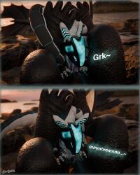 3d_(artwork) 4:5 absurd_res anthro anthro_on_feral anthro_penetrated armor black_body blender_(artwork) blender_cycles bodily_fluids comic cum cum_in_mouth cum_inside cum_on_penis deep_penetration deep_throat detailed_background dewith dialogue digital_media_(artwork) dragon dreamworks duo ejaculation english_text european_mythology female female_anthro feral first_person_view fury_(httyd) genital_fluids genitals glowing glowing_eyes hi_res how_to_train_your_dragon knot knotted_penis larger_male lying lying_on_another machine male male/female male_feral mythological_creature mythological_scalie mythology night_fury on_back oral oral_penetration orgasm paws penetration penile penis plate plate_armor precum robot robot_anthro saliva saliva_on_penis scalie sea sex size_difference smaller_female squinted_eyes sunset synth_(vader-san) tail text tongue visor water western_dragon wi_(dewith) zoophilia