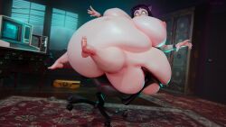 1girls 3d 3d_(artwork) areolae ass belly big_belly black_hair bracelet breasts carpet cat_ears computer falling fat female female_focus female_only gaming_chair hips hyper hyper_ass hyper_belly large_ass large_belly large_breasts luna_(shubijubi) neko nekomimi nipples nude nude_female obese obese_female overweight overweight_female property_damage shubijubi stomach thick_thighs thighs weight_gain wide_hips yellow_eyes
