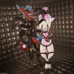 1:1 3d_(artwork) 4k absurd_res anal anal_sex animal_genitalia animal_penis anthro anthro_on_anthro balls biped black_body black_boots black_clothing black_footwear black_fur blender_(artwork) blender_cycles blue_body blue_fur blue_penis bondage boots calveyan canid canine canine_genitalia canine_penis canis claws clothed clothing depth_of_field digital_media_(artwork) dominant dragonplayer duo erection feet footwear fox fur genitals grey_body grey_fur hair hi_res hindpaw hybrid inside isaacjexo jex knot latex latex_clothing latex_skinsuit male male/male mammal multicolored_body nude open_mouth oral oral_penetration padded_room paws penetration penis pink_body pink_fur red_body red_fur reflection rexouium sex shoes skinsuit slim slim_anthro slim_male slim_sub smile standing submissive submissive_male tail tentacle tentacle_in_ass tentacle_in_mouth tentacle_in_penis tentacle_penetration tentacle_sex tight_clothing urethral urethral_penetration white_body white_fur