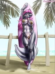 2014 anthro bikini female furry jeremy_bernal miami_(sexyfur) pink_hair sexyfur skunk sling_bikini solo