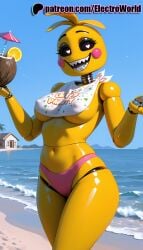 1girls 2025 ai_generated artist_name beach bikini blue_sky boat breasts bust chest cloud cocktail_glass cup day drink drinking_glass drinking_straw electroworld english_text female five_nights_at_freddy's fnaf food fruit grin hi_res high_quality high_resolution highres horizon lemon lemon_slice navel ocean orange_(fruit) orange_slice outdoors patreon patreon_username pink_bikini sand sharp_teeth shiny_skin shore sky smile solo stable_diffusion swimsuit teeth thick_thighs thighs toy_chica_(fnaf) tropical_drink water watermark yellow_bikini