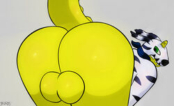 ass balls big_ass chubby digimon gabumon green_eyes horn huge_ass male_only overweight pelt shiny_ass tail tanner