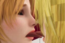 3d bathroom blonde_hair dead_or_alive futanari helena_douglas human intersex tina_armstrong tongue_licking xnalara xnalara_futanari