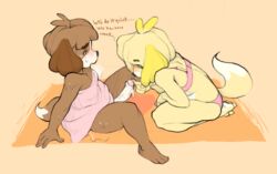 ... animal_crossing anthro big_ears blush bra breath brother_and_sister brown_fur canine clothes digby_(animal_crossing) dog dripping duo english_text erection feet female foreskin fur hair_tuft hand_on_penis humanoid_penis incest isabelle_(animal_crossing) kaboozey kneeling looking_at_penis male mammal nintendo opposite_sex_twins orange_background panties penis plain_background precum siblings sitting spread_legs spreading straight sweat text towel twins uncircumcised uncut underwear vein veiny_penis video_games white_fur yellow_fur