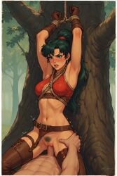 1boy 1girls abs ai_generated animated animation arms_up blush cum_in_pussy female fingers fire_emblem fire_emblem:_the_blazing_blade forced forest fucked_from_behind grabbing grabbing_ass green_eyes green_hair hanging_from_branch leather leather_boots leather_clothing leather_gloves leather_straps loop looping_animation lyn_(fire_emblem) lyndis_(fire_emblem) male male_penetrating_female outdoor_sex outdoors penis_in_pussy ponytail pubic_hair pussy raped_by_enemy ribs rope rope_bondage sex shaking spread_legs spread_pussy tagme tree vaginal vaginal_penetration vaginal_sex