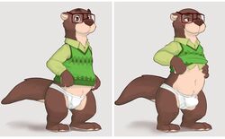 1boy anthro bulge clothing disney eyewear glasses male male_only mammal mustelid otter seth-iova solo underwear white_underwear zootopia