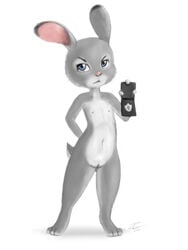 2015 anthro disney female flat_chest flat_chested fur furry judy_hopps lagomorph mammal nipples pussy rabbit solo zekromlover zootopia