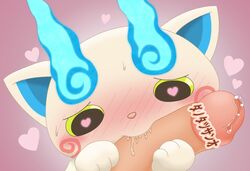 blush fellatio heart heart-shaped_pupils humanoid_penis komasan male oral penis precum sex symbol-shaped_pupils yaoi yo-kai_watch 天牙