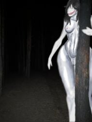 abs analog_horror ass athletic athletic_female big_breasts big_butt black_hair breasts curvy_figure derikdrawsmonsters digital_media_(artwork) digital_painting_(artwork) eyeless female first_person_view forest genitals hair hiding highlights_(coloring) holding_object holding_tree horror_(theme) hourglass_figure humanoid long_hair long_legs looking_at_viewer monster monstrous_humanoid night nipples nude nude_female open_mouth painting_(artwork) photo pink_nipples plant samantha_(derikdrawsmonsters) shaded sharp_teeth small_waist snout solo solo_focus teeth thick_thighs tongue tree unfinished vulva white_body wide_hips