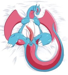 anus bed dragon hurikata looking_at_viewer male male_only nintendo pokemon salamence solo video_games wings