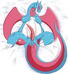 anus bed dragon hurikata looking_at_viewer male male_only nintendo pokemon salamence solo video_games wings