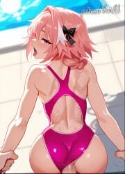 ahe_gao ahegao_face ai_generated anal anal_sex arms_behind_back ass astolfo_(fate) clothed_sex duo fate/grand_order fate_(series) holding_hands light-skinned_male looking_at_viewer looking_back male male_only multiple_males penis pink_eyes pink_hair pov sex swimsuit tagme viviai yaoi