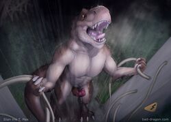 1boy 2015 angry bad_dragon big_penis dinosaur erection evalion feral male male_only nude official_art open_mouth penis rain scalie sharp_teeth solo stan_the_t._rex tongue tyrannosaurus_rex