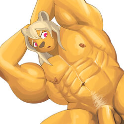 abs bada-butterfly ball feline lion male_only mammal muscles nipples nude penis pose