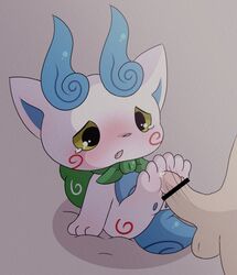 balls blush censored foot_fetish footjob humanoid_penis komasan male paws penis yaoi yo-kai_watch 裂漏