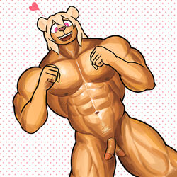 abs bada-butterfly ball feline heart lion male_only mammal muscles nipples nude penis smile