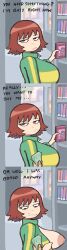 1girls black_eyes breasts brown_hair clothed female freckles freckles_on_breasts freckles_on_face holding_object jacket kim_pine money nipple_piercing open_clothes open_jacket partially_clothed pierced_nipples piercing poivre_moulu pov prostitution scott_pilgrim short_hair workplace