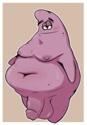 1boy 2024 anthro asterozoan balls big_balls bigshieldgardna black_eyes blush border echinoderm fat fat_man genitals hi_res huge_balls male male_anthro male_only marine navel nickelodeon nipples non-mammal_balls non-mammal_navel non-mammal_nipples obese obese_male overweight overweight_anthro overweight_male patrick_star penis pink_body pink_skin solo spongebob_squarepants standing starfish what white_border