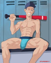 abs bara biceps big_bulge bulge jockstrap junpei_iori male male_only muscular_male pecs penis_outline persona persona_3 stupidsexy underwear