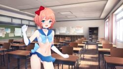 cosplay doki_doki_literature_club eroneko halloween halloween_costume sailor_uniform sayori_(doki_doki_literature_club)