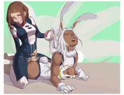 1futa 1girls ambiguous_penetration bodysuit boku_no_hero_academia brown_eyes brown_hair clothed_sex dark-skinned_female futa_on_female futanari hair_grab hero_outfit_(mha) kemonomimi leotard light-skinned_futanari mature_female mirko miruko my_hero_academia ochako_uraraka prone_bone questionable_consent red_eyes rumi_usagiyama senin sex sex_from_behind smollb_nsfw teenager thighhighs torn_bodysuit torn_clothes torn_leotard uraraka_ochako white_hair