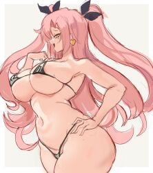 1girls bikini breasts curvy curvy_female curvy_figure female green_eyes hand_on_hip highres hips huge_breasts long_hair nicole_demara pink_hair rakeemspoon thick thick_ass thick_legs thick_thighs thighs wide_hips zenless_zone_zero