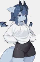 anthro dragon female female_only hi_res hoodie litee solo underwear