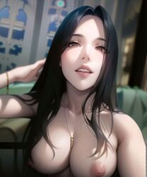 ai ai_generated asían asian_female big_breasts black_hair breasts dark_nipples female ia long_hair longhair