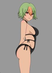 1girls alternate_costume ass bare_arms bare_midriff bare_thighs big_ass black_one-piece_swimsuit black_swimsuit breasts expressionless female female_only fire_emblem fire_emblem_heroes green_hair grey_background hair_between_eyes laegjarn_(fire_emblem) laegjarn_(summer)_(fire_emblem) li9mo looking_at_viewer medium_breasts midriff multicolored_hair nintendo official_alternate_costume one-piece_swimsuit red_eyes short_hair side_slit solo swimsuit thighs