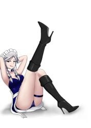 boots high_heel_boots high_heels legs maid originxyz sakuya_izayoi silver_hair tagme thighs touhou white_hair