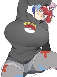 1girls artist_request bellupup big_breasts female huge_breasts large_breasts penny_(pokemon) pokemon solo