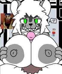 1boy 1female1male 1girls beat_banger big_breasts boobs breasts changed_(video_game) feline female furry human_on_anthro jeffy_(sml) leopard lin_(changed) male paizuri smiling_at_viewer snep snow_leopard snow_leopard_(changed) straight supermariologan titjob toriel_beat_banger