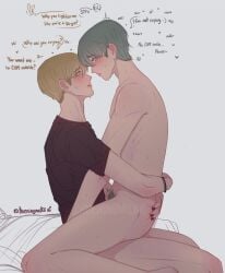 2boys asian blonde_hair blue_eyes blush boy_pussy crying crying_with_eyes_open cum cum_in_pussy femboy femboysub green_hair hairy_pussy hueningkai male pale_skin soobin sookai twink txt virgin yaoi