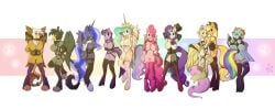 absurd_res alicorn anthro anthrofied applejack_(mlp) areola armwear avian body_harness bondage bondage_gear boots bound breasts clothing collar corset double_v_sign earth_pony elbow_gloves equid equine female fishnet_clothing fluttershy_(mlp) footwear friendship_is_magic genitals gertrude_(mlp) gesture gilda_(mlp) gloves gryphon hand_gesture hand_holding handwear harness hasbro hi_res high_heeled_boots high_heels horn horn_jewelry horn_ring horse jewelry legwear lingerie mammal multicolored_clothing multicolored_footwear multicolored_socks my_little_pony mythological_avian mythological_creature mythological_equine mythology nipples pegasus pinkie_pie_(mlp) pony princess_celestia_(mlp) princess_luna_(mlp) pussy rainbow_clothing rainbow_dash_(mlp) rainbow_footwear rainbow_socks rarity_(mlp) restraints ring_(jewelry) rope rope_bondage rope_harness shoes socks stockings talon_hands tongue tongue_out topwear twilight_sparkle_(mlp) unicorn v_sign wings wings_tied yiffy1234