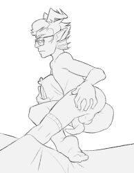 alien anus balls eridan_ampora fins fish_boy glasses homestuck horns male_focus male_only presenting presenting_anus solo_male spread_ass tentabulge thighhighs troll wistfullinsomniac