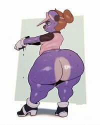 ass big_ass big_butt bottom_heavy brown_hair cellulite fat_ass femboy freckles freckles_on_ass furry gloves hairbun huge_ass huge_butt hyper_ass koala male no_underwear purple_skin rev_(thelewdofcritias) shirt shoes sqoon sweat visor_cap