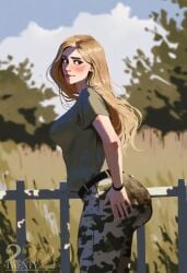 blonde_hair blue_eyes military_uniform original_character outdoors panty_poop scat soiling_pants twenty-2