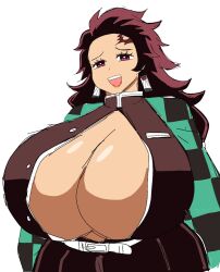 1girls big_breasts breasts_bigger_than_head breasts_focus breath demon_slayer female female_only genderswap genderswap_(mtf) huge_breasts kamado_tanjirou kimetsu_no_yaiba lipstick long_hair momiji_(artist) red_eyes red_hair rule_63 smile smiling smiling_at_viewer tagme thick_thighs