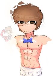 abs alternate_hairstyle bowtie brown_eyes brown_hair cody_(sml) cody_nutkiss glasses pecs rayrants shirtless shirtless_male sml supermariologan tagme the_smr underwear yaoi youtube