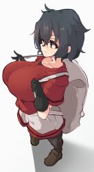 1girls backpack big_breasts breasts clothes clothing dark_hair eyebrows_visible_through_hair female_only kaban_(kemono_friends) kemono_friends light-skinned_female solo spy_artservice tagme thick_thighs voluptuous