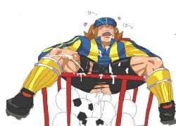 1boy anus ass balls blush blush_lines capcom cum cum_on_body erect_penis heart japanese_text male male_only muscular penis penis_out penis_through_leghole pyasako rival_schools roberto_miura saliva_drip shorts simple_background soccer soccer_ball soccer_uniform solo sweatdrop tagme text torn_clothes torn_shorts translation_request video_games white_background