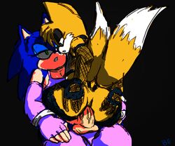 2boys anal balls blue_fur blueast crossdressing fur furry furry_only furry_tail hedgehog mammal multiple_tails penis prostitution sonic_(series) sonic_the_hedgehog tail tails yaoi