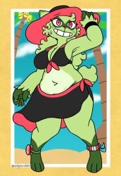 anthro armpits big_breasts bikini breasts cleavage female floragato furry huge_breasts nerdyreindeer pokemon pokemon_(species) stretch_marks thick_thighs wide_hips