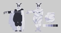 1futa balls big_ass bodysuit breasts cape chubby clothed clothing fan_character fully_clothed futanari gem_(species) gemsona glasses gnausea gnauseating hood nude penis reference_image second-party_source solo steven_universe