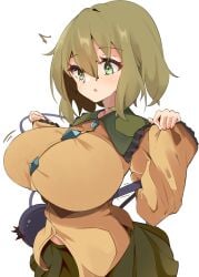 1girls big_breasts breasts clothes clothing eyebrows_visible_through_hair female_only green_eyes green_hair koishi_komeiji light-skinned_female solo spy_artservice tagme touhou